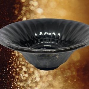 Lane & Co. Calif. Pottery Black and Gold MCM Bowl, Dated 1957